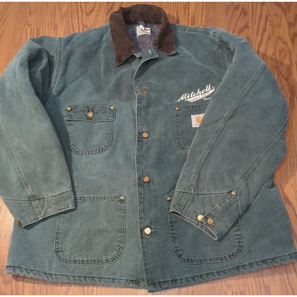 VTG Distressed Men's CARHARTT CB1043 Detroit, Green Blanket Lined, Size …